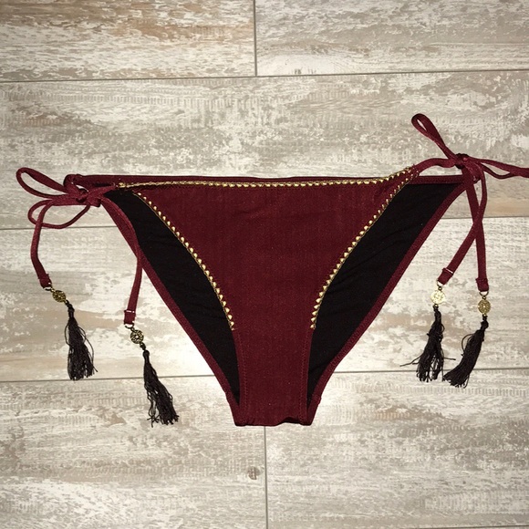 maroon bathing suit bottoms